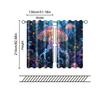 Set Of 2 Filtering Curtains Excluding Rods Non Movable Without Batteries Cute Jellyfish Surroundedbackgroundsuitable Use Curtain Polyester