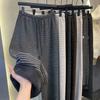 Pants for Women Thickened Stretchy Elastic High Waist Long Trousers Stripe Fleece Casual Wide Leg Pants