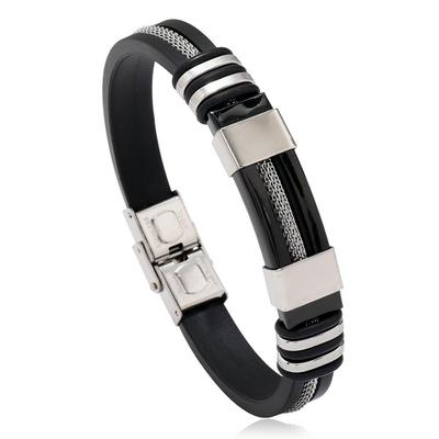 Cross-border Steel-Plated Snake Chain Bracelet: Titanium & Silicone Bangle for Men