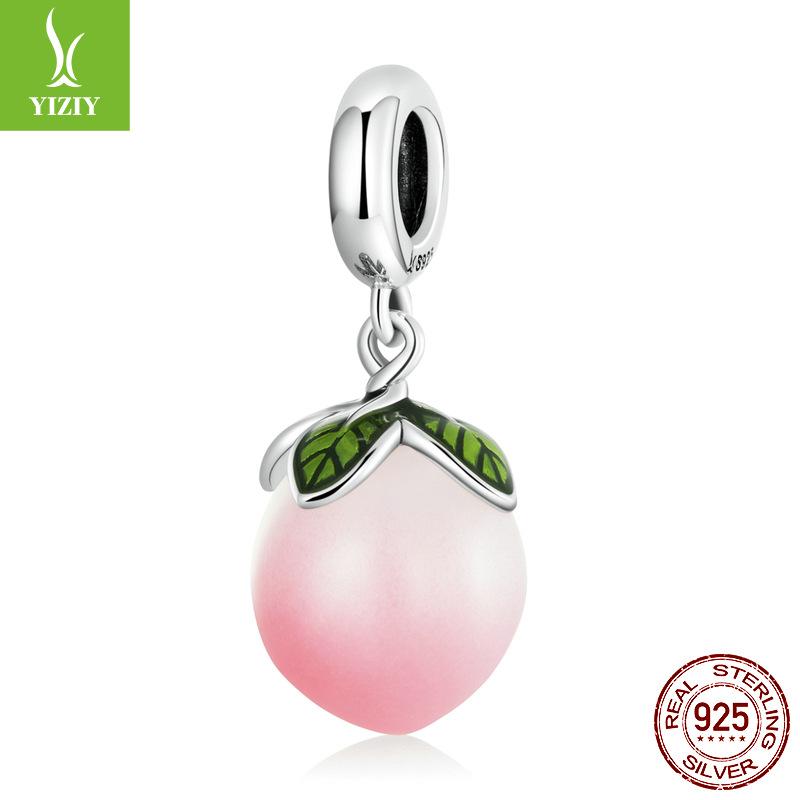 

Peach Handmade Diy Bracelet Pendant, Pink Girl Heart S925 Silver Beads Scc2177