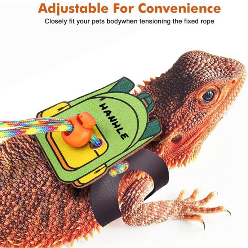 EscapeProof Adjustable Lizards Leash for Safe Outdoor Walking Comfortable Harness with Wing/Backpack Design for Reptiles