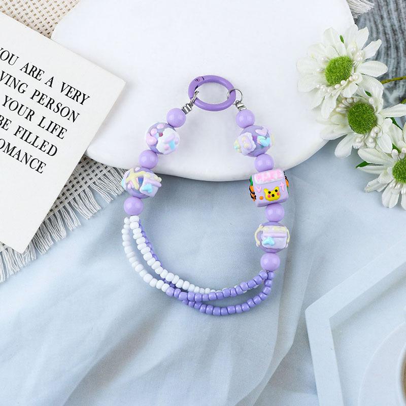 

Sweet Colorful Beaded Mobile Phone Chain For Women Girls Cute Cartoon Phone Case Lanyard Backpack Decoration Accessories Gifts
