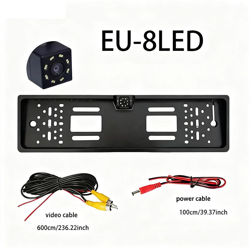 4/8/12LED European License Plate Rearview Camera Frame Reverse Backup Camera Night Vision for Truck Car SUV, Camper Pickup