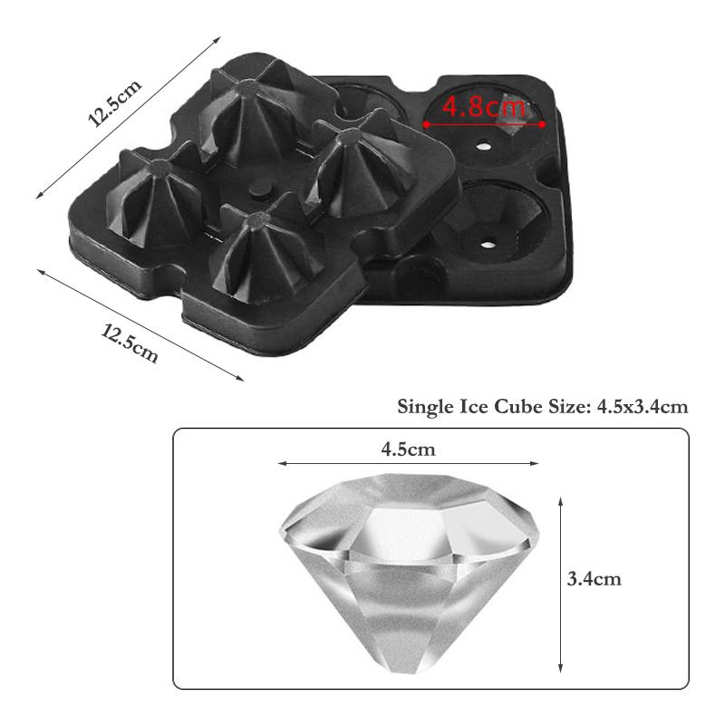 4 Fack Silikon Isform Diamant Iskubsbricka Whiskey Iskubsmaskin Form Choklad Isbollsformar Kökstillbehör