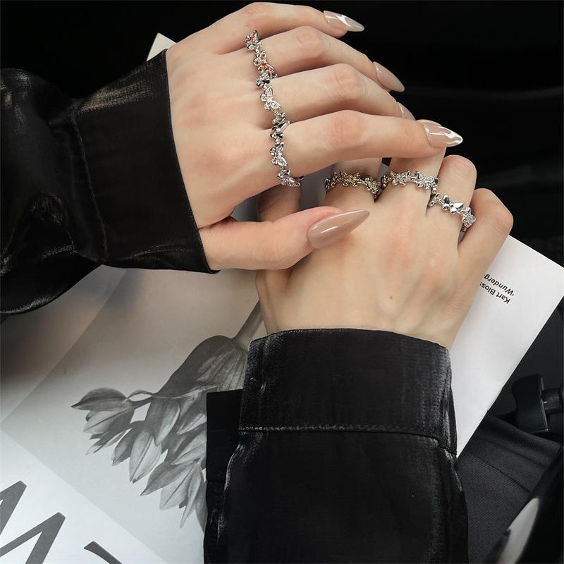 Advanced Super Flash Color Series Zir*****Pen Ring Adjustable Butterfly Index Finger Ring Female