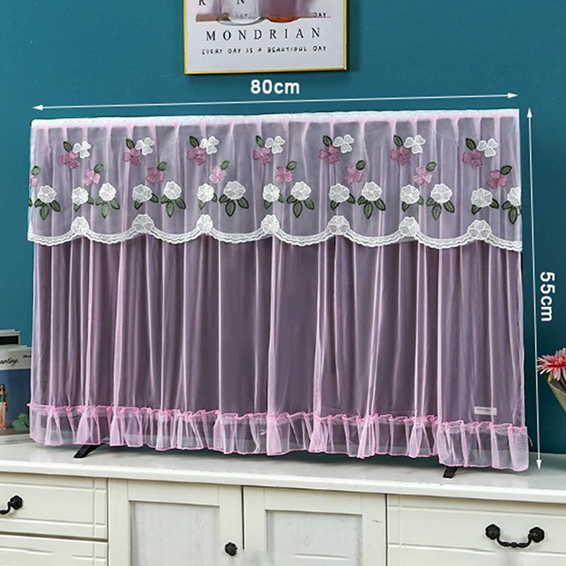 

Elegant Embroidered Lace TV Dust Cover - Breathable 32/42 Inch LCD Screen Protector for Wall Mounted & Flat Screen TVs