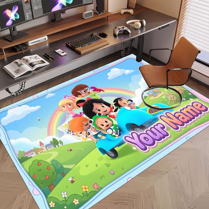 Custom Name Text Crystal Velvet Rug,Cleo & Cuquín Soft Plush Decorative Non Slip Floor Carpet