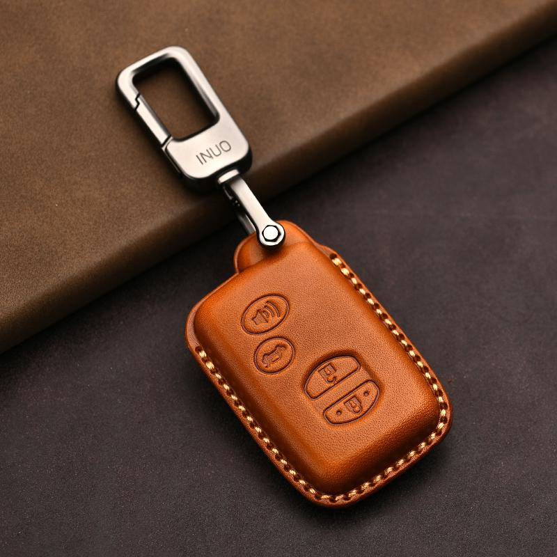 Genuine Leather Protector for Toyota Key Cover Old Prado Land Cruiser Prius Reiz Camry Crown Key Case Cover Fob