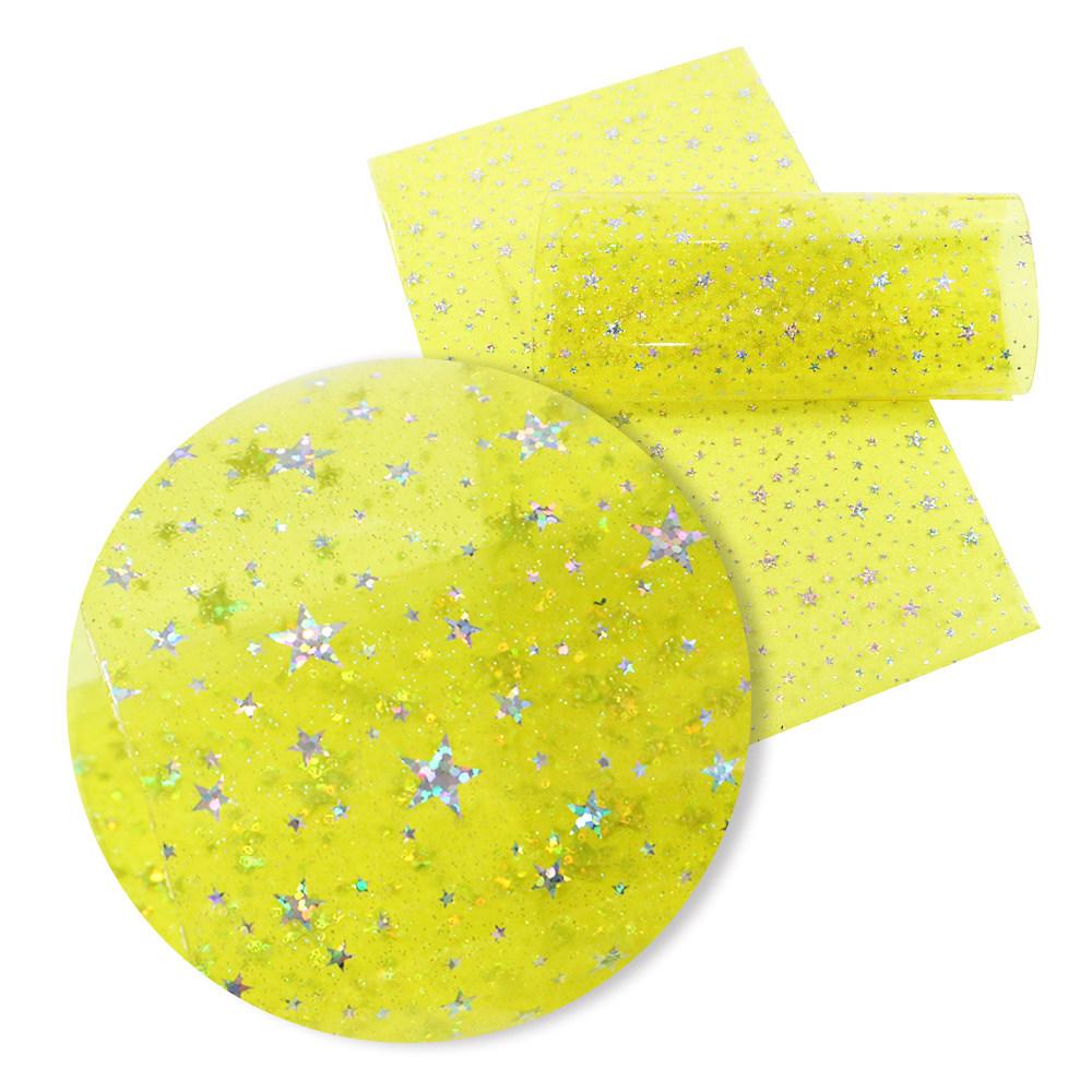 Iridescent Glitter Star Laser PVC Film - 0.5MM for Handbags, Backpacks, Shoes & Decorative Material