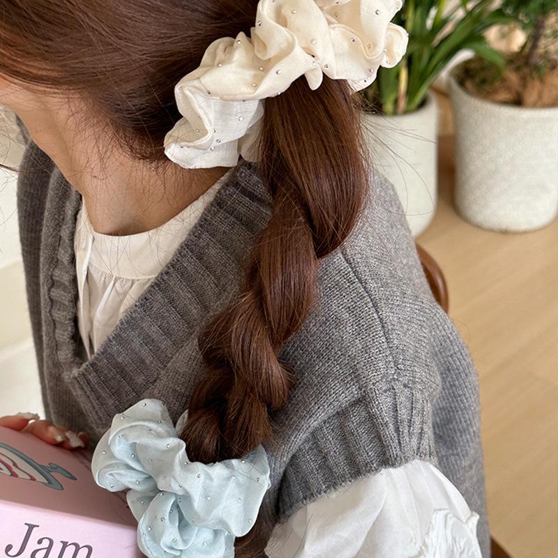 Scrunchie Hair Bands for Girl Women Elastic Rubber Tie Accessories Rhinestone Fascinator Headdress  Popular Sweet Kawaii New