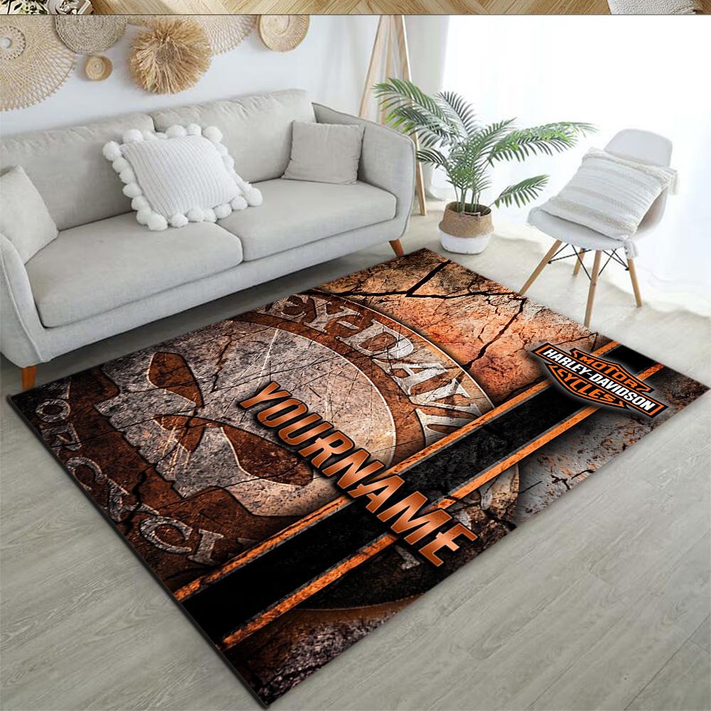 Harley-davidson Motorcycles Personalized Name Floor Rug Office Rug Perfect for Game Room Outdoor Kitchen Study room Antislip Carpet Decorate Offices