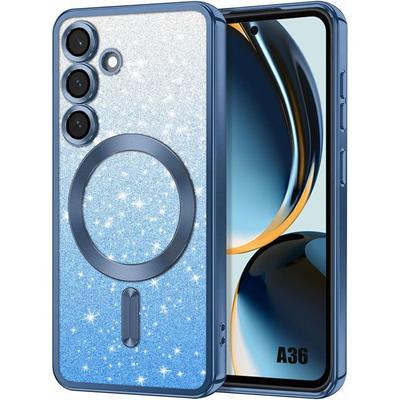 Ochranný kryt - BOOLING - pro Samsung Galaxy A36 5G - Měkký silikon - Nárazuvzdorný - Modrý třpytivý