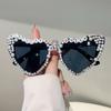 Heart Shaped Sunglasses Women Stylish Birthday Gift Shades with Rhinestones and Pearls Trendy Design Handmade Sun Glasses