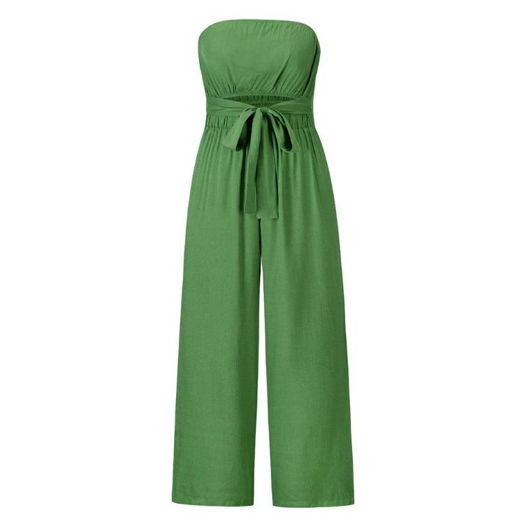 Women Slim Fit Backless Jumpsuit Set Straight Pants Spring Summer Outfit