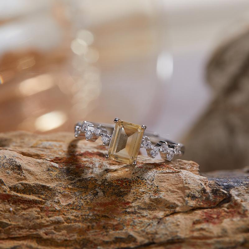 Wind S925 Sterling Silver Natural Colored Treasure Ring, High Sense Temperament, Lucky Niche Design, Light Luxury, High-End