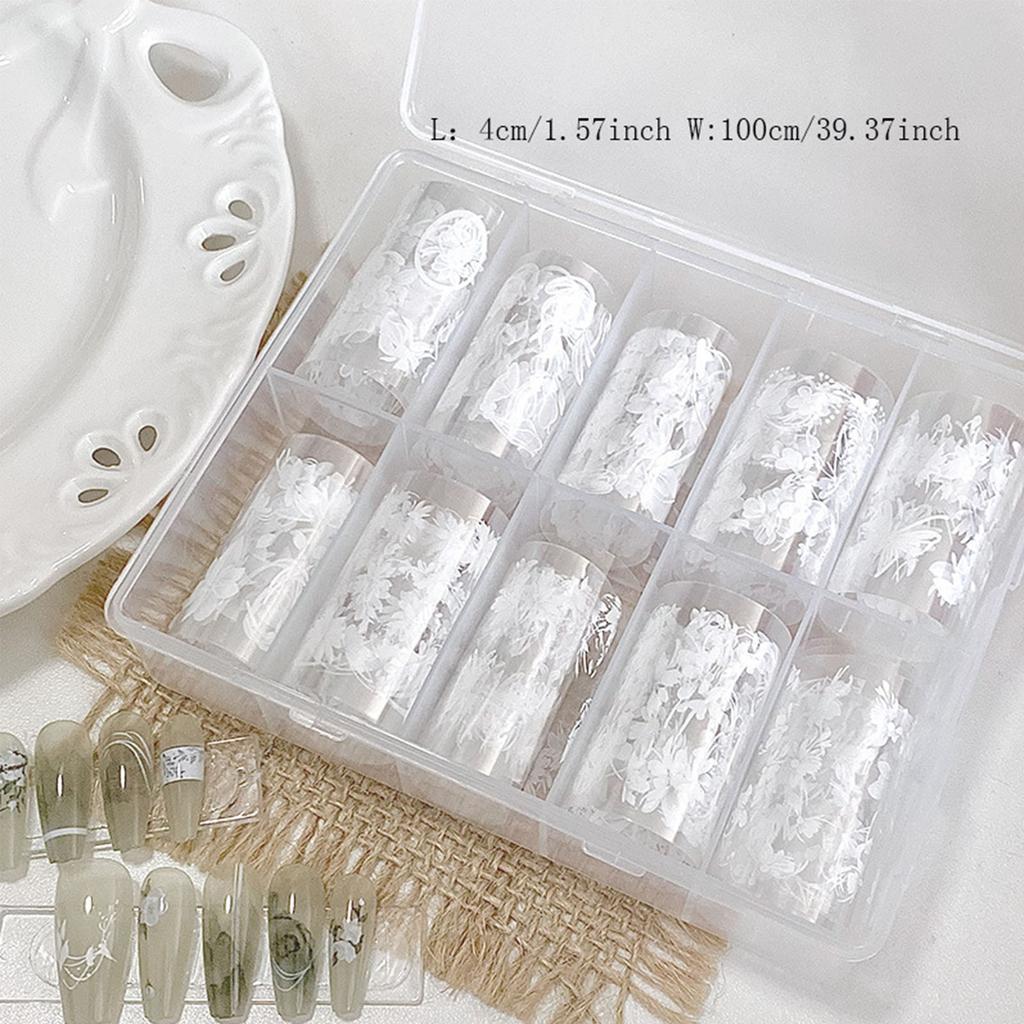 Nail Foils Nail Art Transfer Foil Stickers Flower Color Sheet Adhesive Stickers for Nail Art DIY Decorations Nail Decals