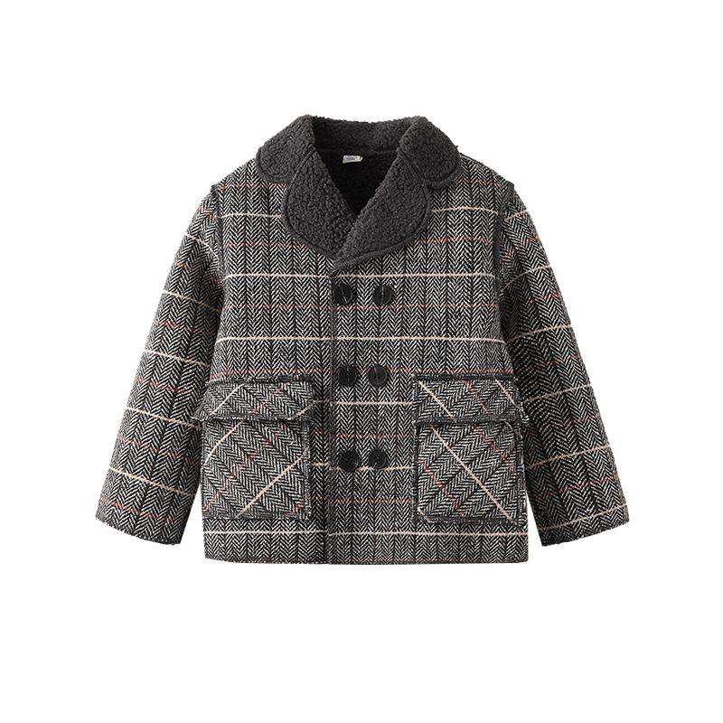 Brand Winter Boys' Lamb's Wool Overcoat - Thickened, Warm Velvet Coat