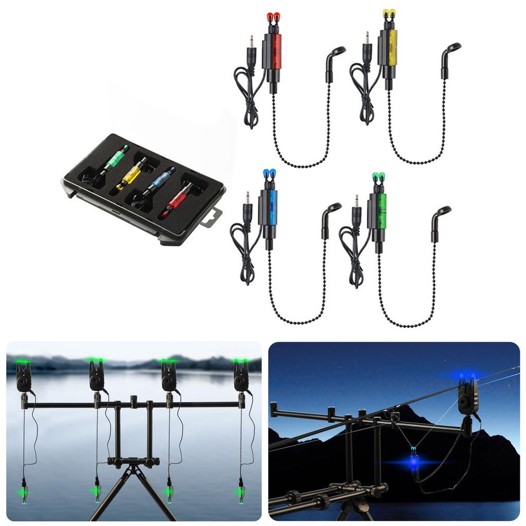 4Pcs Fishing Rod Alarm Swinger Chain Carp Fishing Hangers Bobbins Bite Alarms Swingers Indicator Sensitive Fishing Alarm