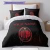 Custom Name,AC Milan Pattern Bedding Home Decoration Birthday Gift ( 1 duvet cover + 2 pillowcase, without core),fan merchandise.