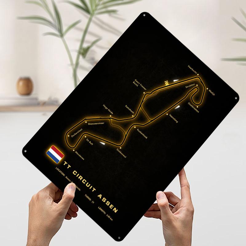 Assen Circuit Tinplate Poster Customized Wall Art Vintage Retro Metal Signs for Coffee Bar Accessories Decoration Garage Decor