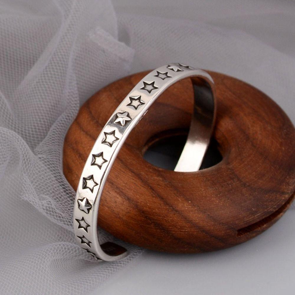 Silver Color Opening Bracelets Star Pattern Bangle Fashion Men Bracelets Jewelry Gift