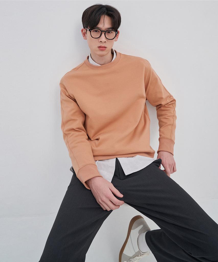 BASIC HOUSE Uni Recycled Semi-Overfit Sweatshirt Orange Lwts0101