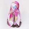 90 * 90Cm Square Scarf, Simulated Silk Scarf, Women'S Headscarf Co Contrasting Color Shawl Stripe Simple