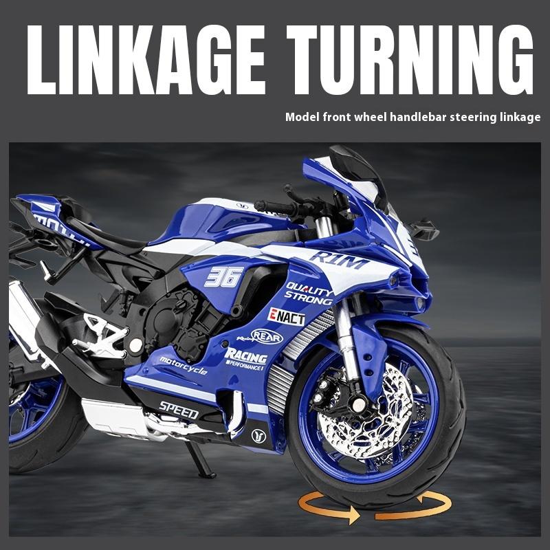 1/12 Scale Yamaha R1M Toy Motorcycle Model Alloy Diecast with Shock Absorption Simulation Scale Motorcycle Model Toys for Kids Gifts