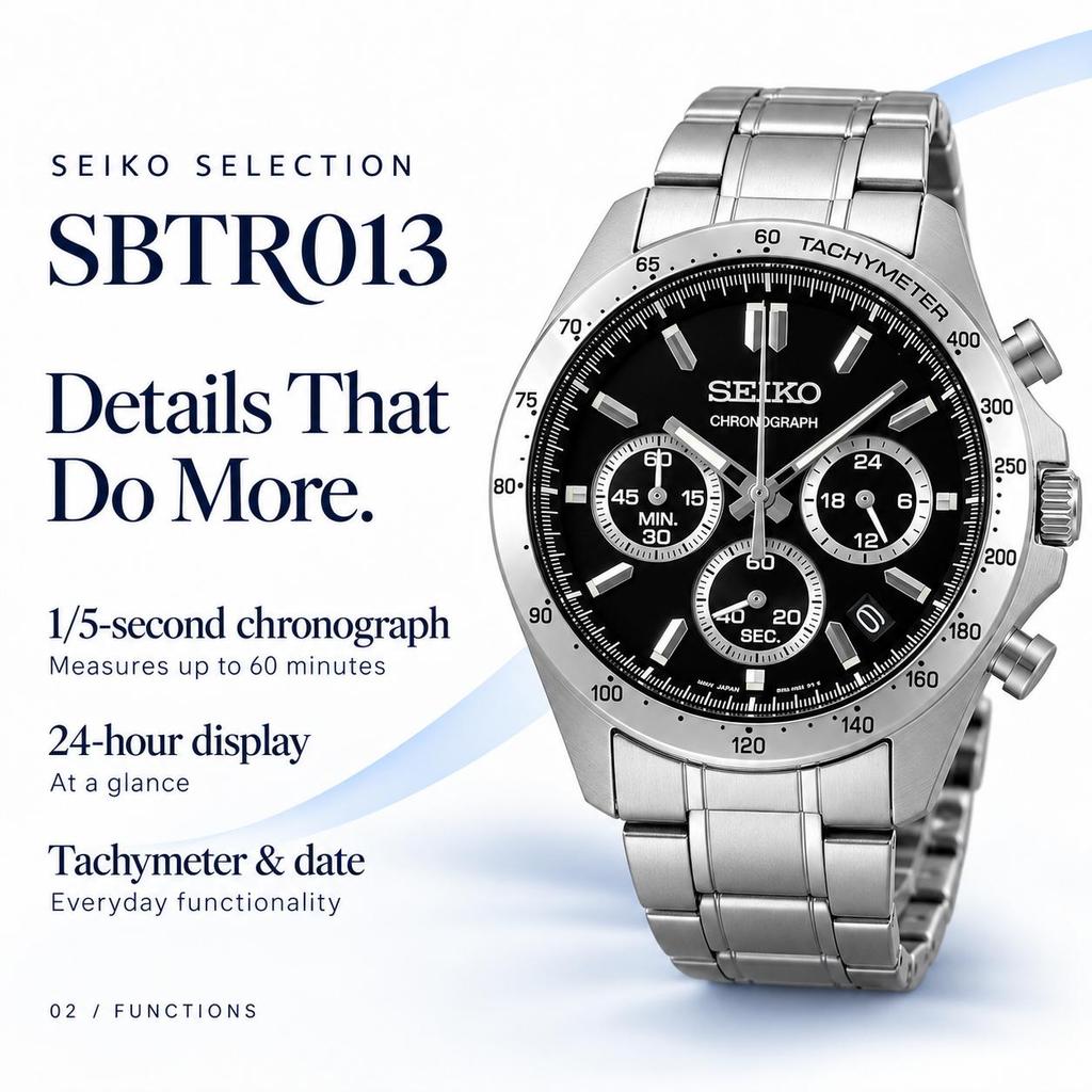 Seiko watch wristwatch mens SBTR013 Spirit SBTR 8T chrono chronograph work suit selection black brand stylish waterproof gift practical men