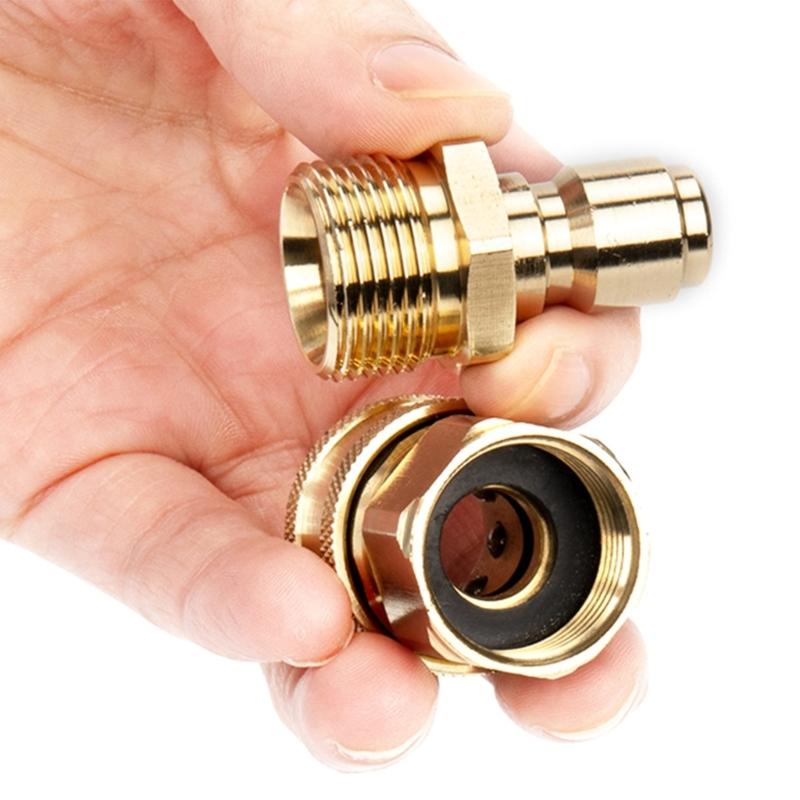 Garden Hose Quick Connect Solid Brass-Quick Connect Hose Fittings 3/4 Inch Thread Water Hose Connectors Quick Release 2x