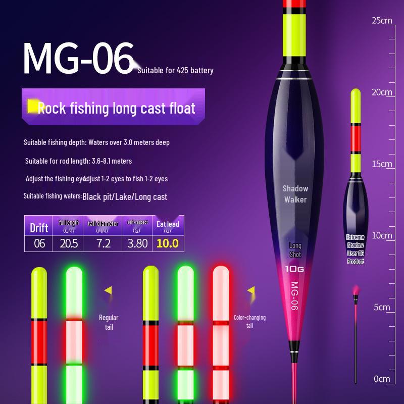 Large Long Casting Rod with Luminous, Eye-Catching, Thickened A-Bo Float for Rock Fishing