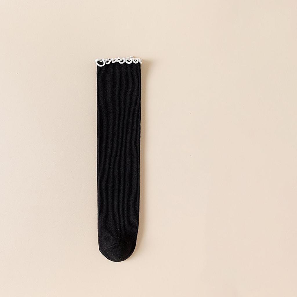 4-8J Süße Rüschen Mädchen Lange Socken Einfarbige Gestrickte Kniestrümpfe Frühling Herbst Kinder Baumwollsocken