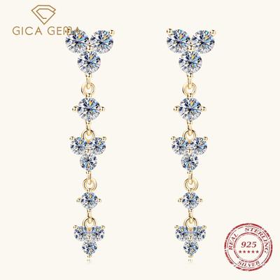 Leichte, luxuriöse, lange Moissanite-Ohrringe für Damen mit hohem Designgefühl, Ohrringe aus 925er Sterlingsilber, Quastenohrringe