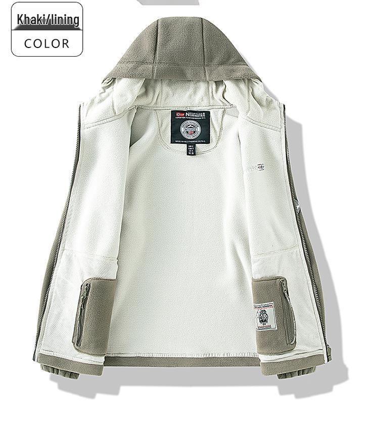 Men's and Women's Embroidered Warm Hooded Winter Fleece Jacket 8918 - Popular Internet Celebrity Style