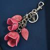 Keychain Pendant Resin Rose Bud Design Key Chain with Lobster Clasp Bag Charm Backpack Pendant Accessory
