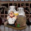 Cute Chef Statue Salt & Pepper Bottle Holder Ornaments Home Decor Kitchen Resin Crafts