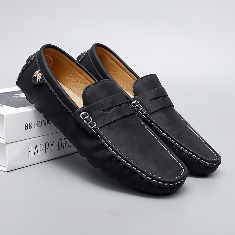 

Модные весенние новые мужские дышащие туфли из коровьей кожи для улицы и вождения, модный бренд, мужские лоферы кэжуал с круглым носком и удобной мягкой подошвой 48