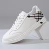 2025 Autumn Trendy Men's Genuine Leather Casual Lace-up Skate Shoes, Color Block Design