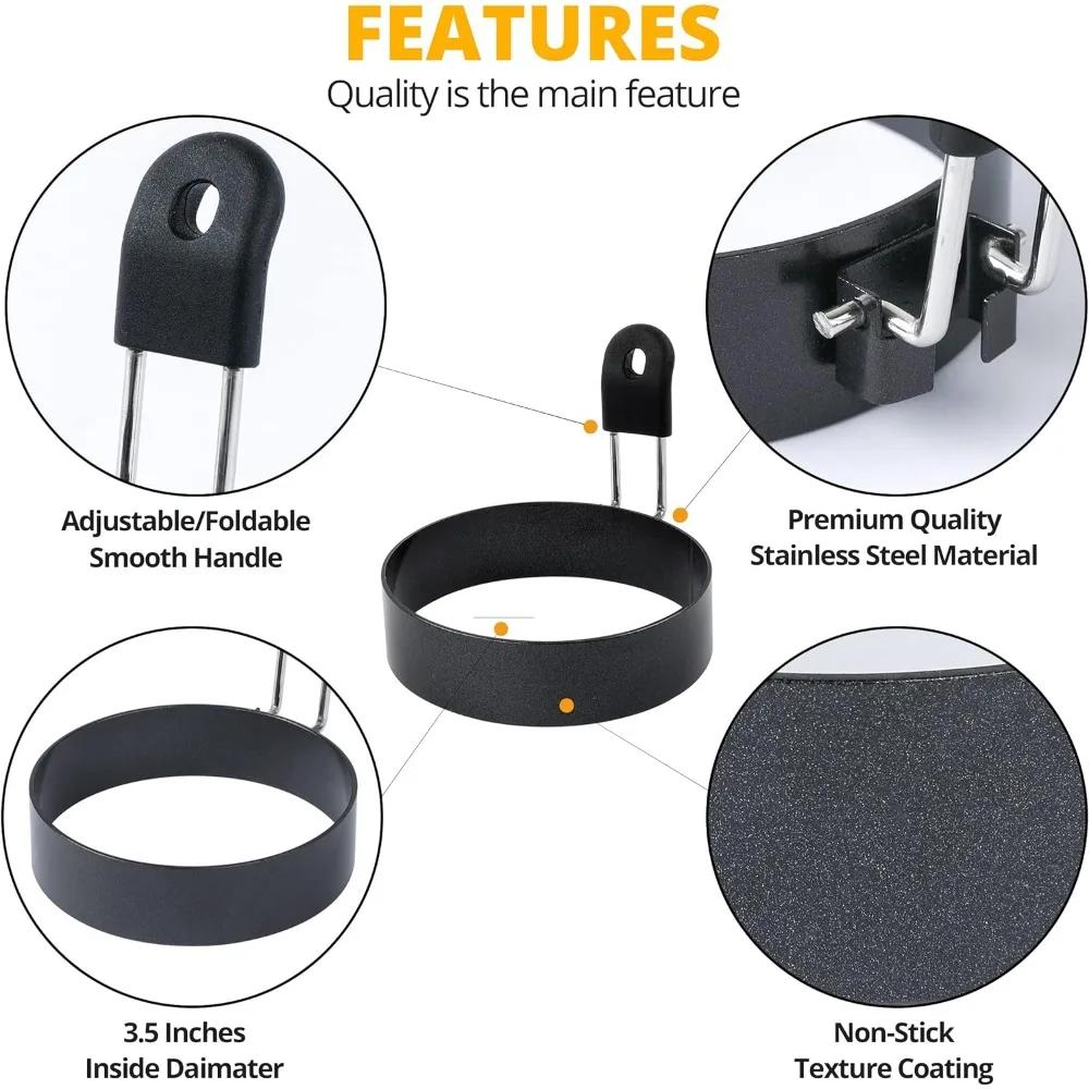 Anti-Scald Fried Egg Mold Professional Stainless Steel Nonstick Round Pancake Mold Omelette Mould Breakfast Sandwich Tools