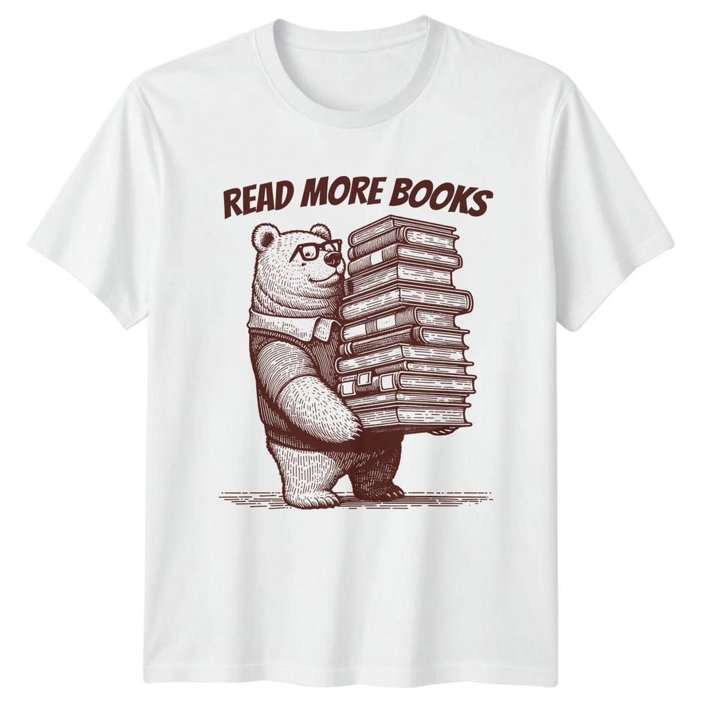 Read More Books TShirt Academic Bear Reading Literature S