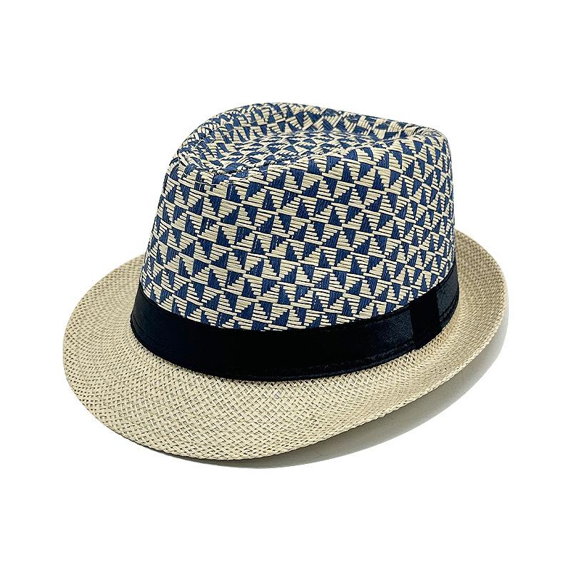 

Летняя пляжная мужская соломенная шляпа Защита от солнца Солнцезащитная шляпа Дышащая шляпа Мужская британская цилиндр Папина крутая шляпа M（56-58cm）