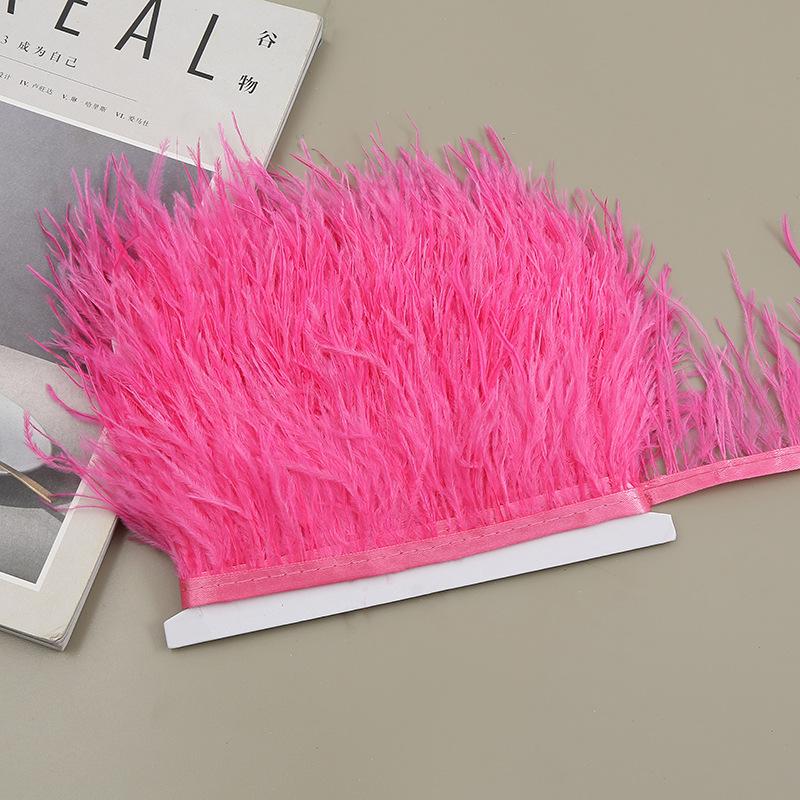 Color 8-10 Cm Ostrich Hair Cloth Edge Clothing Cuffs Hem Ostrich Feather Strips Cloth With Accessories Lace