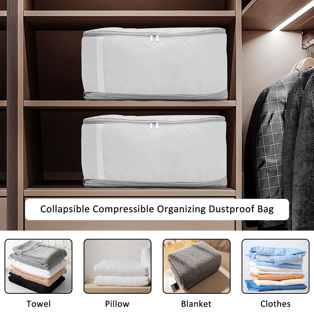 2Pcs Large Compression Bag Large Capacity Clothes Storage Bag Moisture-proof Clothes Quilt Moving Bag Multifunctional Organizer