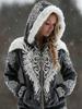 Damen Schneeflocke 3D-Druck Flanell Reißverschluss Kapuzenjacke Winter Warm Fleece Hoodie Lässiger Langarmmantel S-5XL