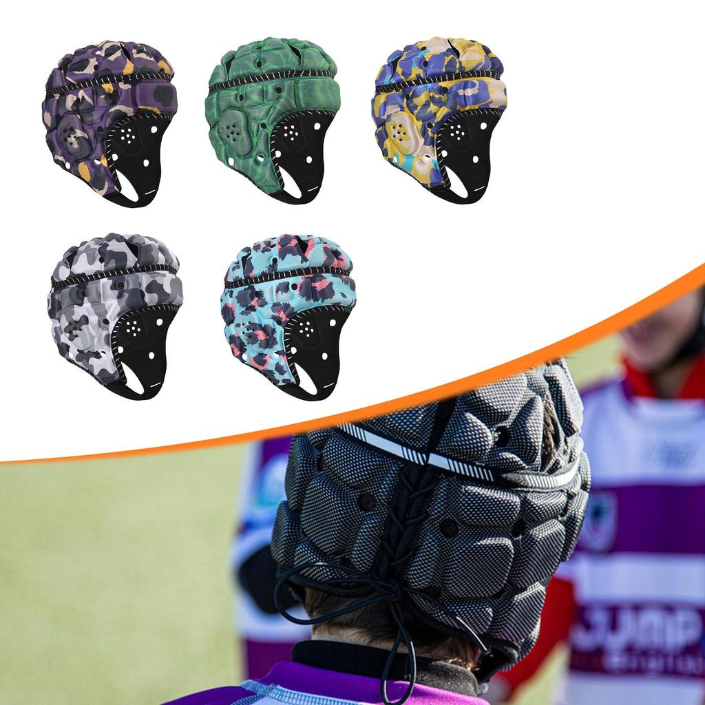 Rugby Helmet Breathable Lightweight Adjustable Sports Cap Football Helmet Kids Sized for Baseball Pitcher Goalkeeper Hat Match