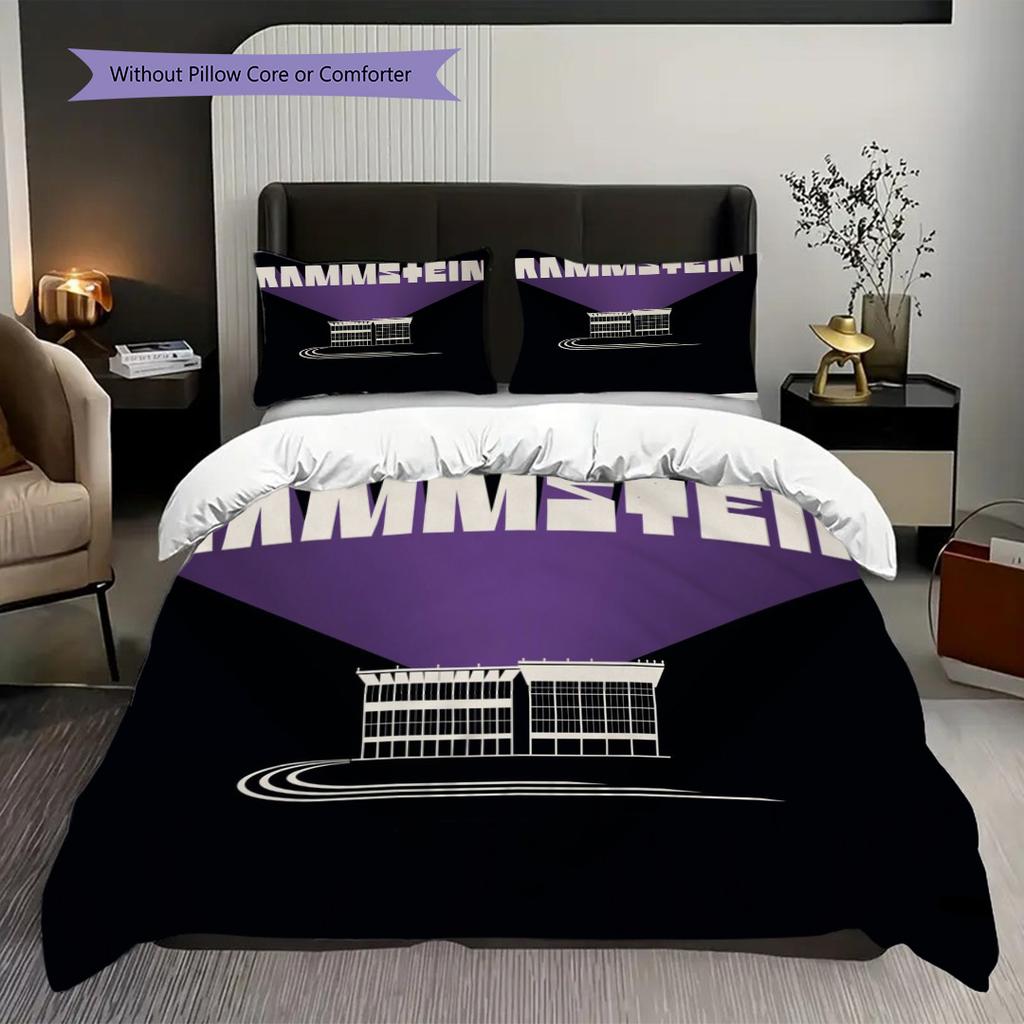 Rammsteins Industrial Rock Legacy Three-piece Set (1 * Duvet Cover + 2 * Pillowcase, Without Core) 2D Flat Soft and Comfortable Bedding Set