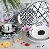 Service de table - Excelsa - 62496 - Porcelaine - 18 pièces - Blanc/Noir