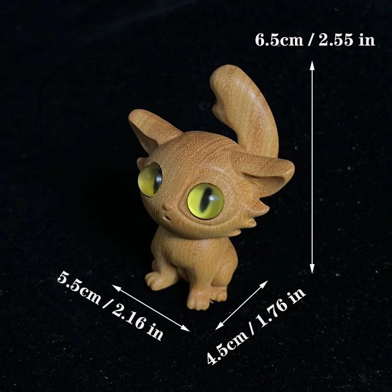 solid wood carving Cartoon Animal Kitten Decorative Small Model Chinese Characteristic Figurines Room car Ornaments