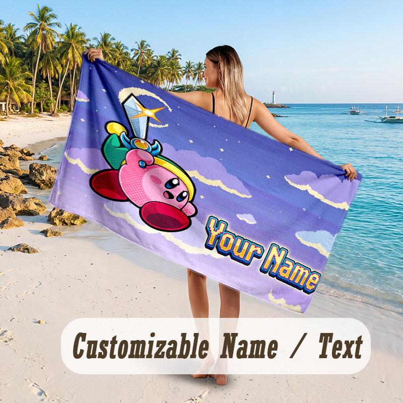 Personalized Beach Towel,Kirby Custom Printed Name Text, Super Absorbent Towel For Beach Vacation