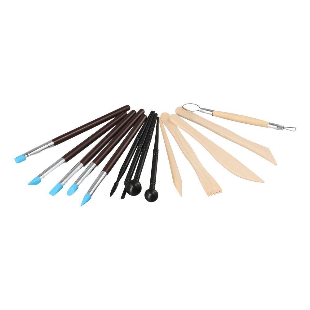 

Металлическая головка, деревянная ручка и пластиковые инструменты из полимерной глины. Аксессуары для набора для лепки.